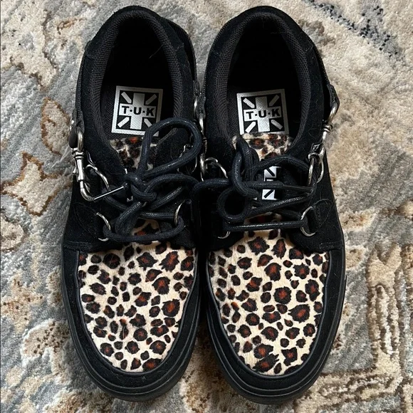 T.U.K Black and Leopard Print Shoes - Picture 2 of 6